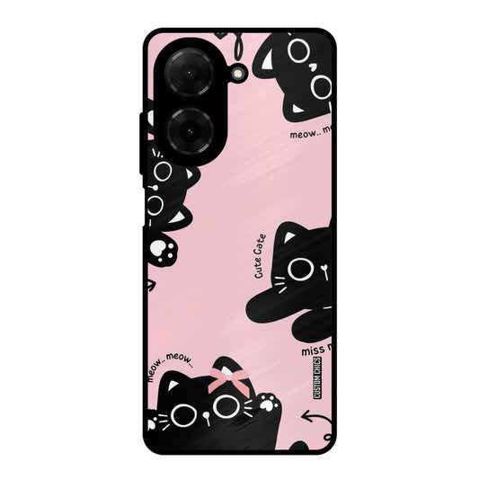 Black Cat Pattern Poco C71 Mobile Back Cover - Cute PrintShield Case