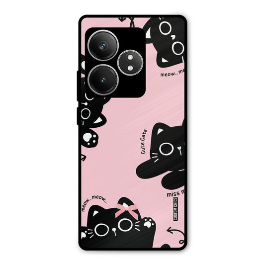Black Cat Pattern Realme GT 6T Mobile Back Cover - Cute PrintShield Case