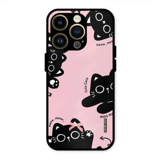 Black Cat Pattern iPhone 14 Pro Mobile Back Cover - Cute PrintShield Case