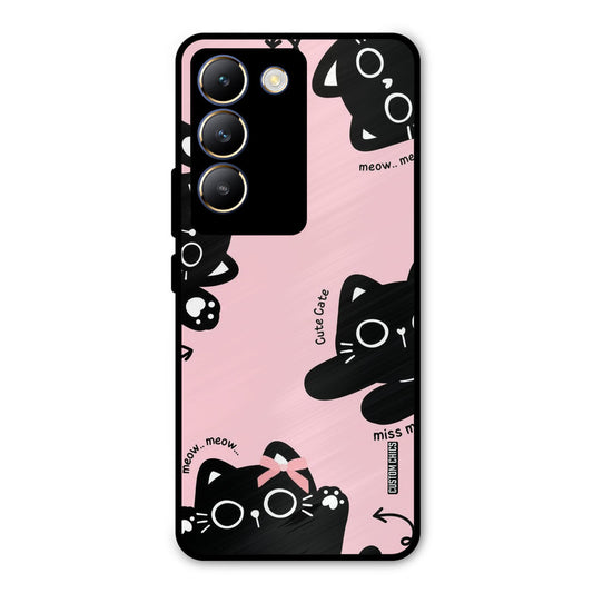 Black Cat Pattern Vivo Y200e Mobile Back Cover - Cute PrintShield Case