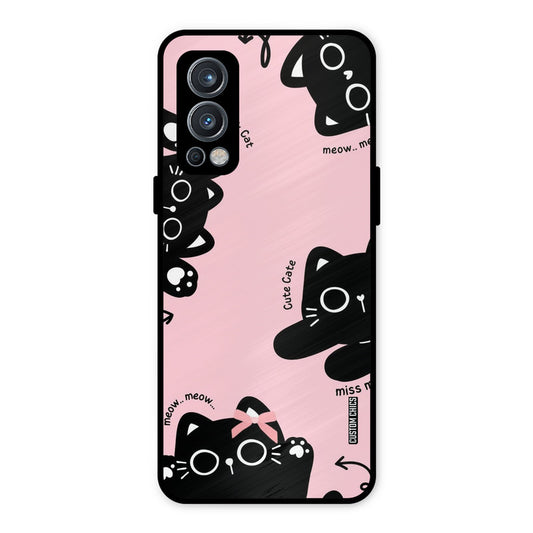 Black Cat Pattern OnePlus Nord 2 5G Mobile Back Cover - Cute PrintShield Case