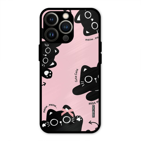 Black Cat Pattern iPhone 13 Pro Max Mobile Back Cover - Cute PrintShield Case