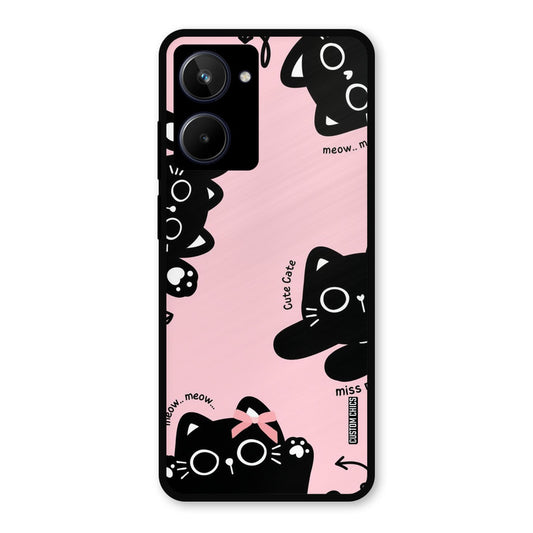 Black Cat Pattern Realme 10 Mobile Back Cover - Cute PrintShield Case