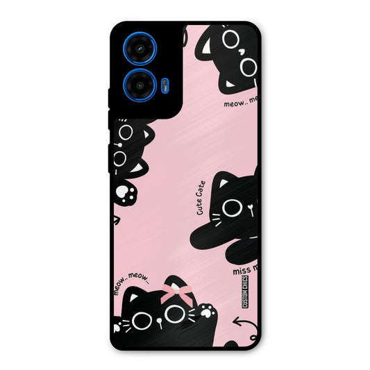 Black Cat Pattern Moto G45 Mobile Back Cover - Cute PrintShield Case