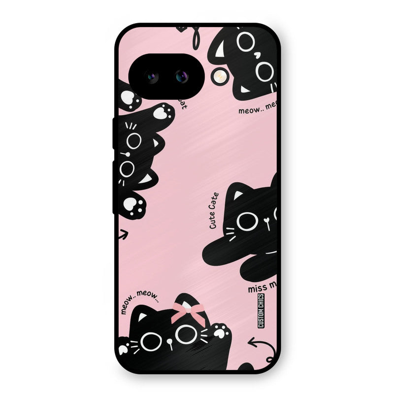 Black Cat Pattern Google Pixel 9A Mobile Back Cover - Cute PrintShield Case