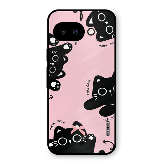 Black Cat Pattern Google Pixel 9A Mobile Back Cover - Cute PrintShield Case