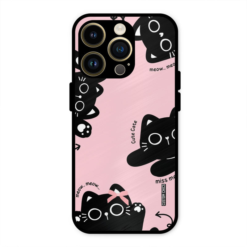 Black Cat Pattern iPhone 14 Pro Max Mobile Back Cover - Cute PrintShield Case