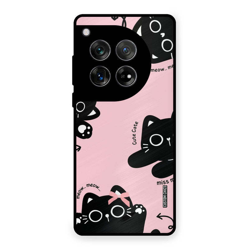 Black Cat Pattern OnePlus 12 Mobile Back Cover - Cute PrintShield Case