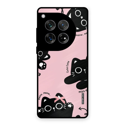 Black Cat Pattern OnePlus 12 Mobile Back Cover - Cute PrintShield Case