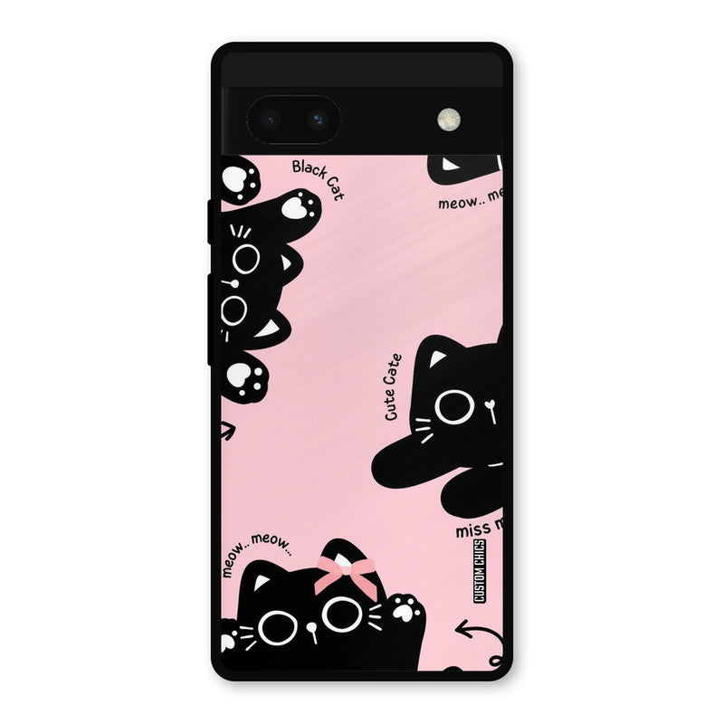 Black Cat Pattern Google Pixel 6a Mobile Back Cover - Cute PrintShield Case