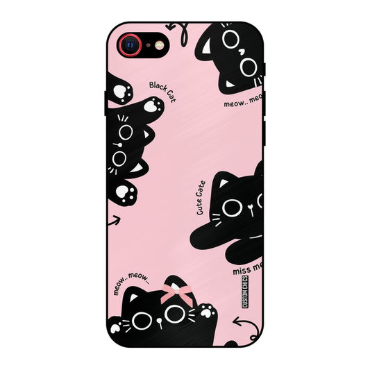 Black Cat Pattern iPhone SE 2020 Mobile Back Cover - Cute PrintShield Case