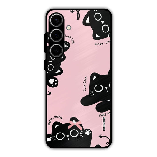 Black Cat Pattern Samsung Galaxy S24 Plus Mobile Back Cover - Cute PrintShield Case