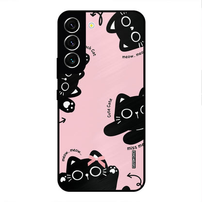 Black Cat Pattern Samsung Galaxy S22 Mobile Back Cover - Cute PrintShield Case