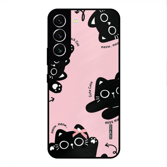 Black Cat Pattern Samsung Galaxy S22 Mobile Back Cover - Cute PrintShield Case