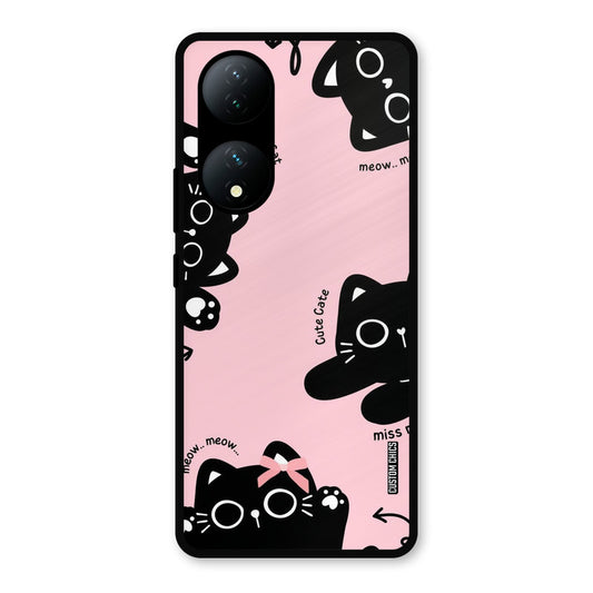 Black Cat Pattern Vivo Y100 Mobile Back Cover - Cute PrintShield Case