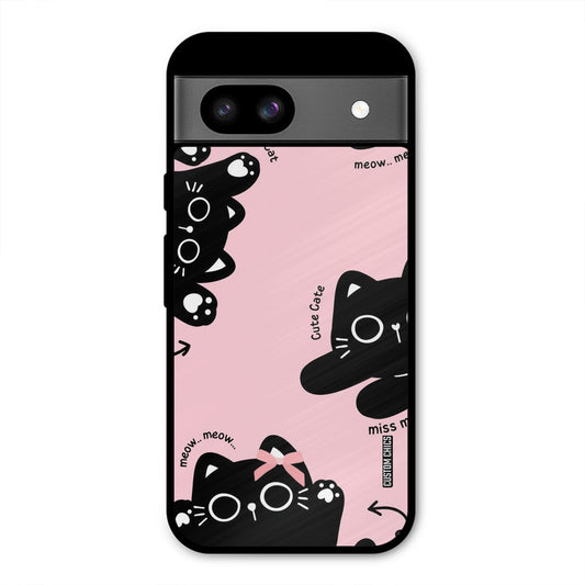 Black Cat Pattern Google Pixel 8a Mobile Back Cover - Cute PrintShield Case