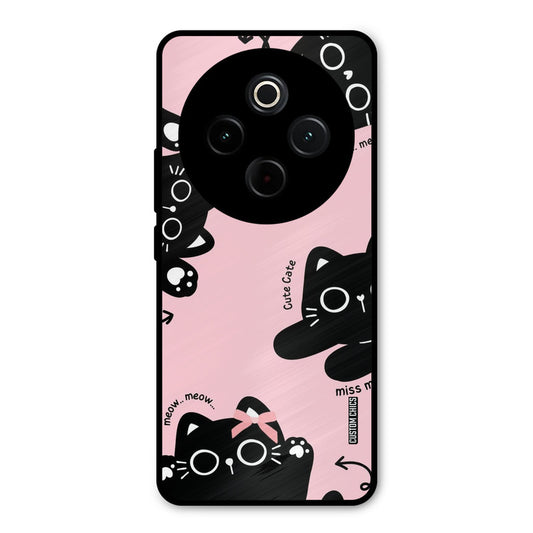 Black Cat Pattern Vivo T4 Mobile Back Cover - Cute PrintShield Case