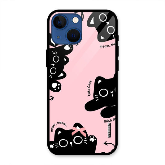 Black Cat Pattern iPhone 13 Mini Mobile Back Cover - Cute PrintShield Case