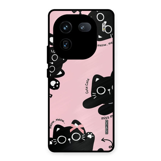 Black Cat Pattern iQOO 12 Mobile Back Cover - Cute PrintShield Case