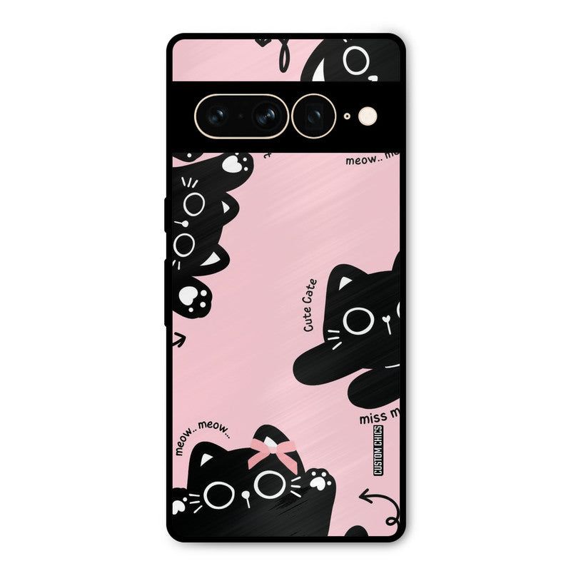 Black Cat Pattern Google Pixel 7 Pro Mobile Back Cover - Cute PrintShield Case