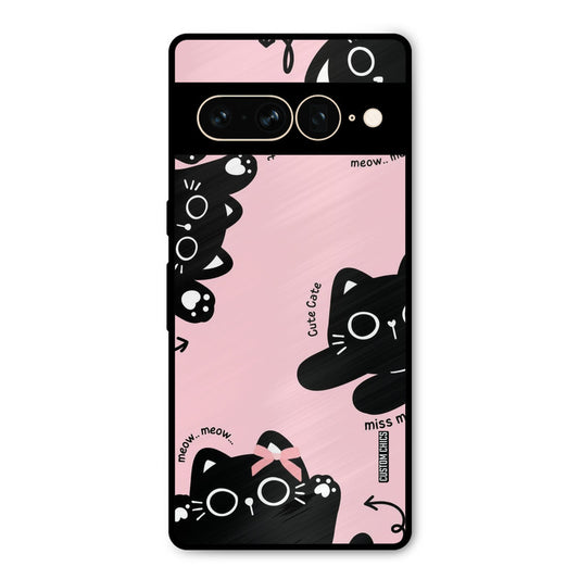 Black Cat Pattern Google Pixel 7 Pro Mobile Back Cover - Cute PrintShield Case