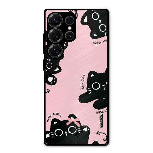 Black Cat Pattern Samsung Galaxy S25 Ultra Mobile Back Cover - Cute PrintShield Case