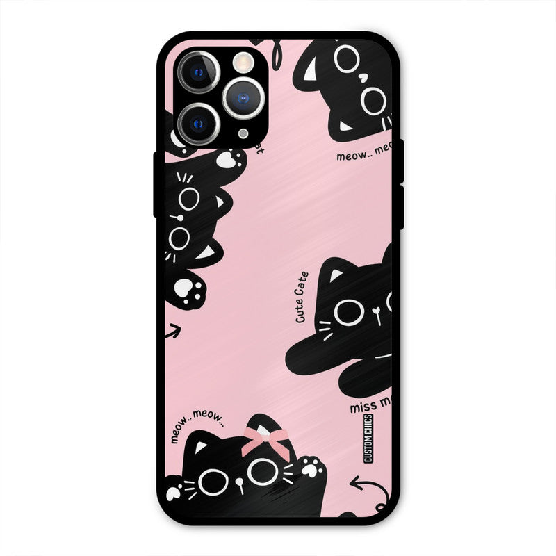 Black Cat Pattern iPhone 11 Pro Max Mobile Back Cover - Cute PrintShield Case