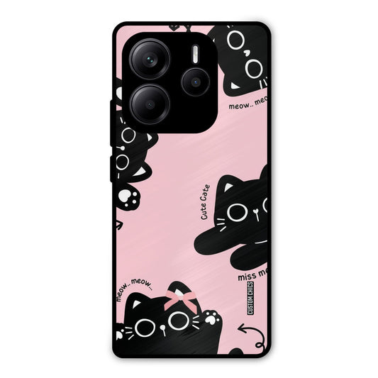 Black Cat Pattern Redmi Note 14 Mobile Back Cover - Cute PrintShield Case