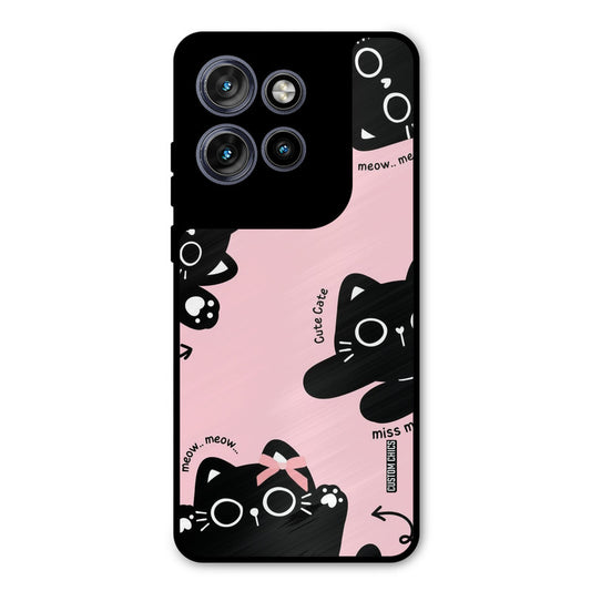 Black Cat Pattern Motorola Edge 50 Neo Mobile Back Cover - Cute PrintShield Case