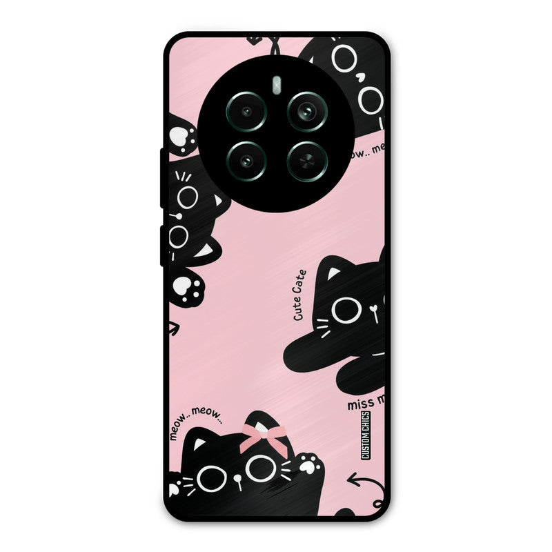 Black Cat Pattern Realme 12 Plus Mobile Back Cover - Cute PrintShield Case