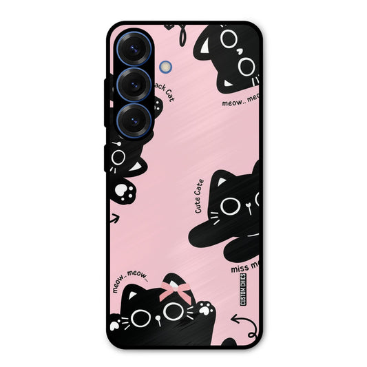 Black Cat Pattern Samsung Galaxy S25 Mobile Back Cover - Cute PrintShield Case