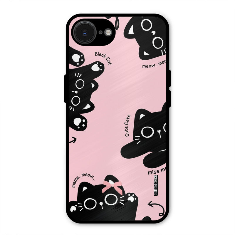 Black Cat Pattern iPhone 16e Mobile Back Cover - Cute PrintShield Case