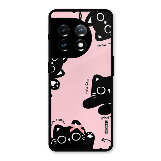 Black Cat Pattern OnePlus 11 Mobile Back Cover - Cute PrintShield Case