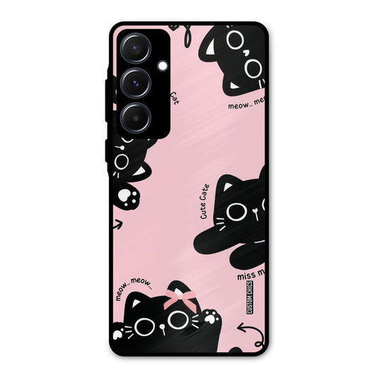 Black Cat Pattern Samsung Galaxy A55 5G Mobile Back Cover - Cute PrintShield Case