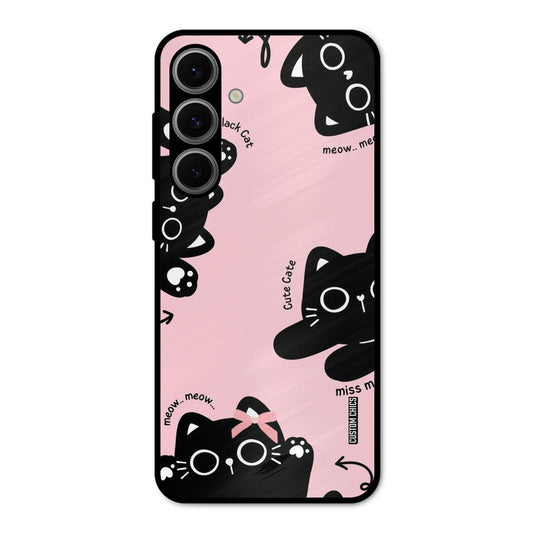 Black Cat Pattern Samsung Galaxy S24 Mobile Back Cover - Cute PrintShield Case