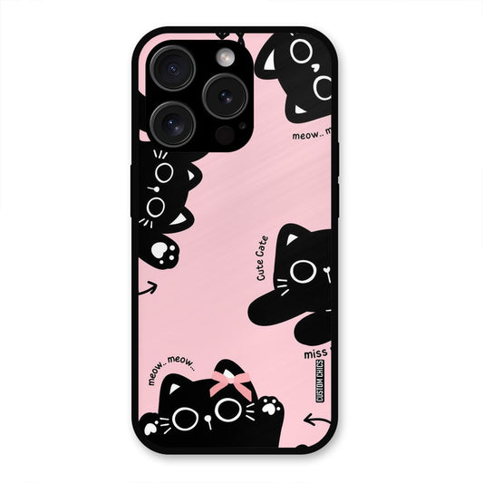 Black Cat Pattern iPhone 15 Pro Max Mobile Back Cover - Cute PrintShield Case