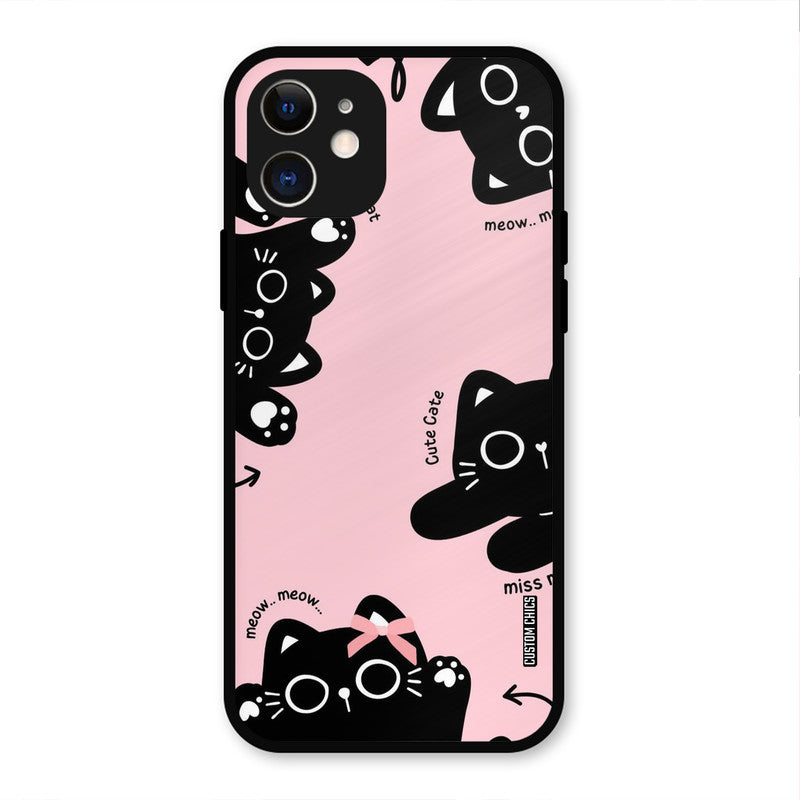 Black Cat Pattern iPhone 12 Mobile Back Cover - Cute PrintShield Case