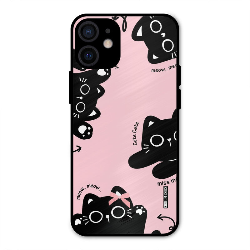 Black Cat Pattern iPhone 12 Mini Mobile Back Cover - Cute PrintShield Case