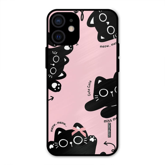 Black Cat Pattern iPhone 12 Mini Mobile Back Cover - Cute PrintShield Case