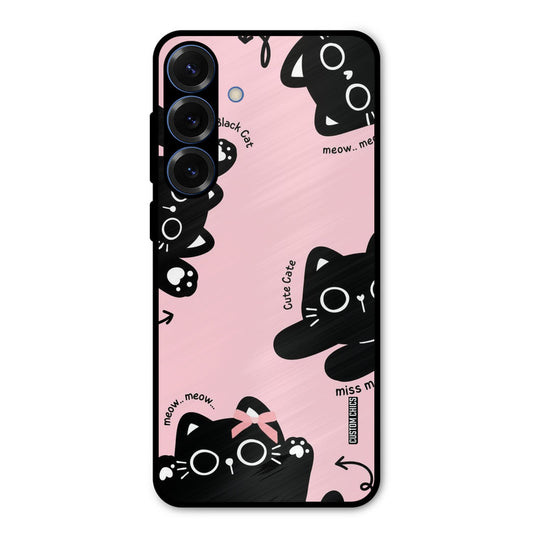 Black Cat Pattern Samsung Galaxy S25 Plus Mobile Back Cover - Cute PrintShield Case