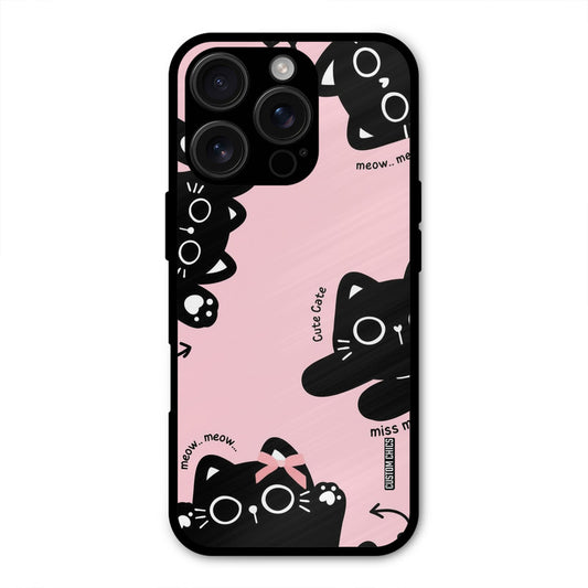 Black Cat Pattern iPhone 16 Pro Mobile Back Cover - Cute PrintShield Case
