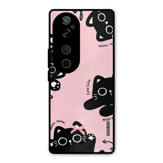 Black Cat Pattern Vivo V40 Pro Mobile Back Cover - Cute PrintShield Case