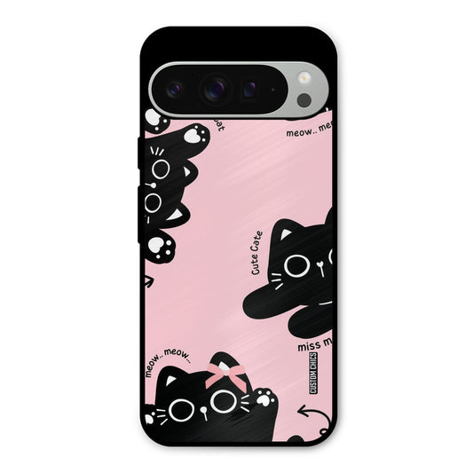 Black Cat Pattern Google Pixel 9 Pro XL Mobile Back Cover - Cute PrintShield Case