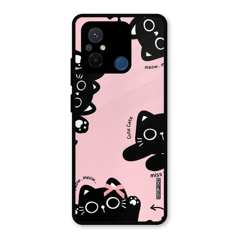 Black Cat Pattern Redmi 12c Mobile Back Cover - Cute PrintShield Case