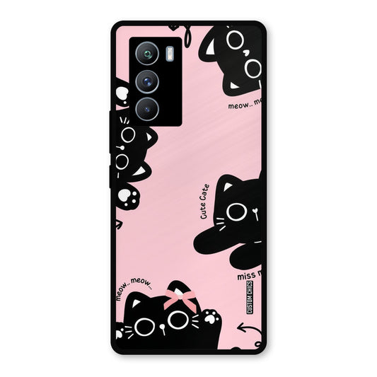 Black Cat Pattern iQOO 9SE Mobile Back Cover - Cute PrintShield Case
