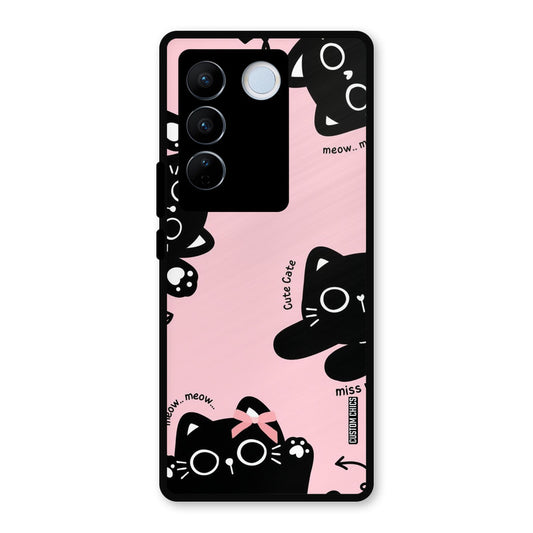 Black Cat Pattern Vivo V27 Pro Mobile Back Cover - Cute PrintShield Case