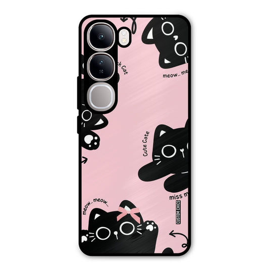 Black Cat Pattern Vivo Y300 Mobile Back Cover - Cute PrintShield Case