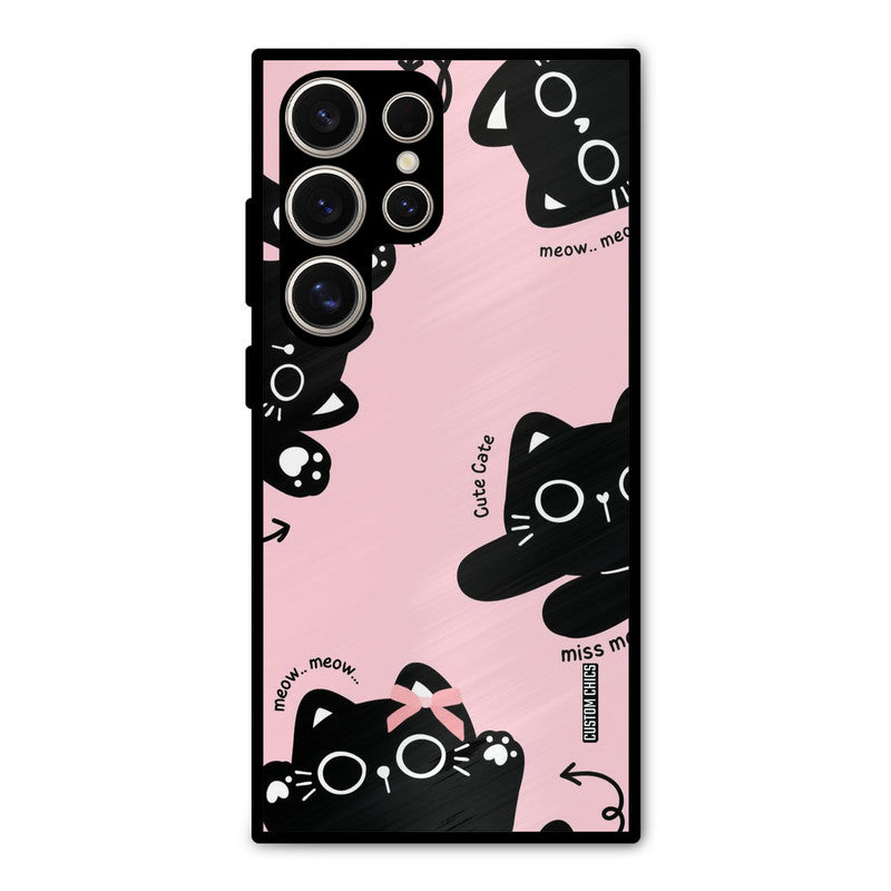 Black Cat Pattern Samsung Galaxy S24 Ultra Mobile Back Cover - Cute PrintShield Case