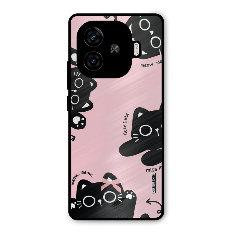 Black Cat Pattern iQoo Z9 Turbo Mobile Back Cover - Cute PrintShield Case