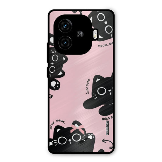 Black Cat Pattern iQoo Z9 Turbo Mobile Back Cover - Cute PrintShield Case